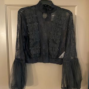 NWT Forever 21 black lace crop blouse